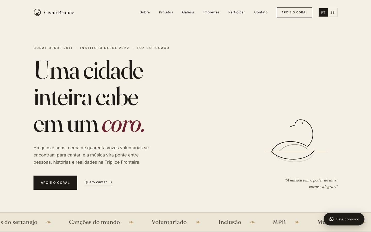 Instituto Cisne Branco, trabalho da INFI Comunicação
