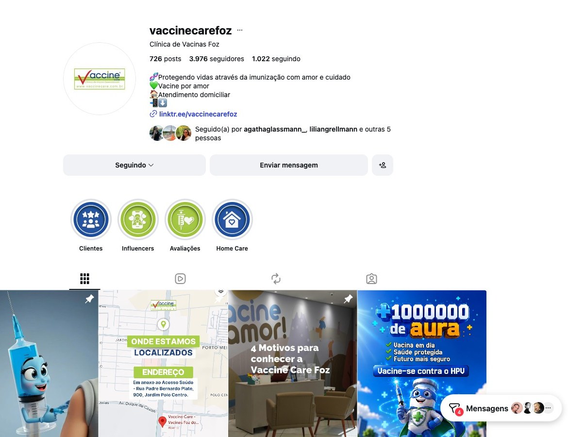 Vaccine Care Foz do Iguaçu, trabalho da INFI Comunicação